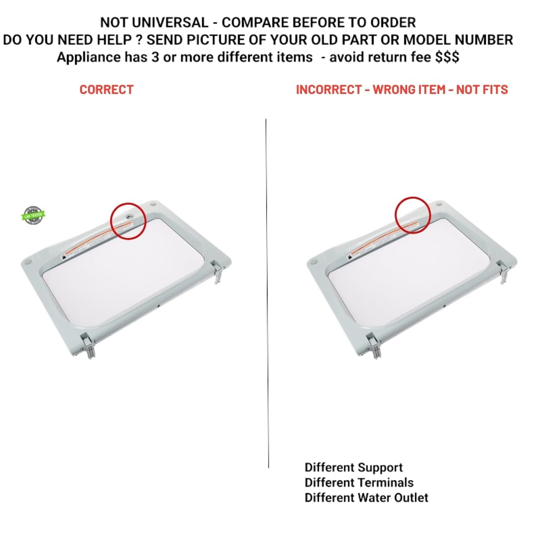 WH10X34977 WH10X35297 WH44X32892 EAPX40097X1 compatible with General Electric Washer Ge Glass Frame Asm Lid White fits old part number WH10X34977 WH10X35297 WH44X32892