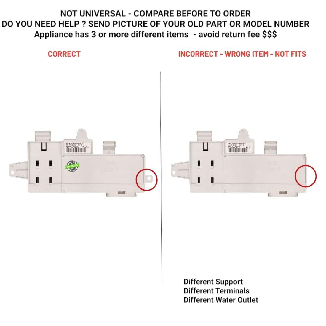 W11513246 EAP513246X1 compatible with Whirlpool Washer Main Control Board fits old part number W11513246