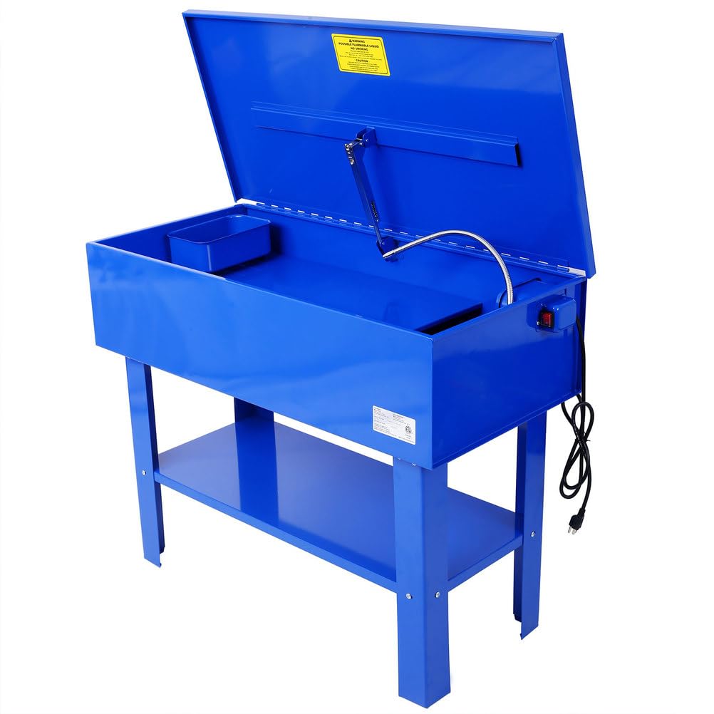 40 Gallon Parts Washer Cabinet with Electric Pump, 24 Gallon Solvent Capacity, 5 GPM Pump Output, Heavy-Duty Powder-Coated Steel Automotive Parts Cleaner with Shelf