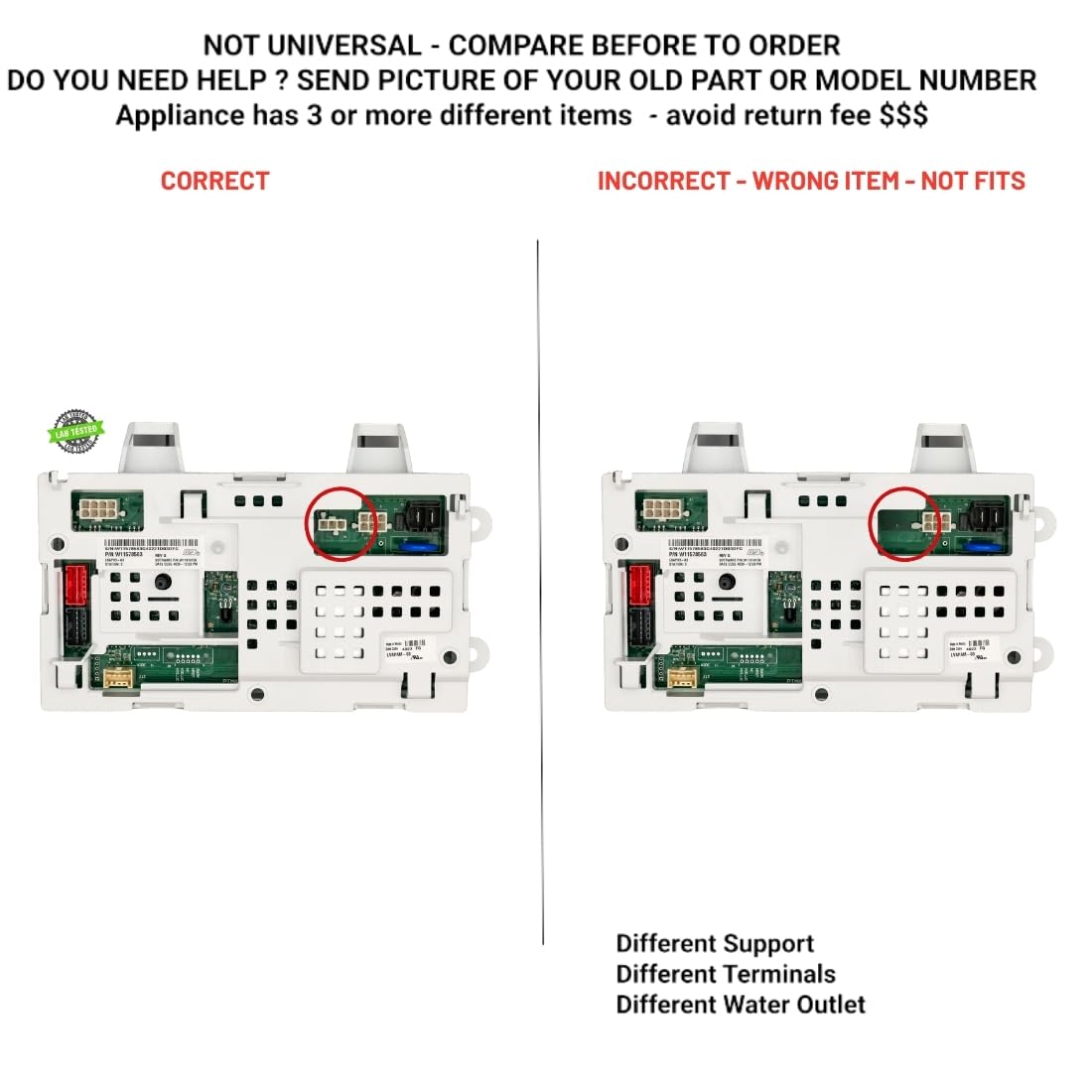 W11607637 EAP607637X1 compatible with Whirlpool Washer Electronic Control Board fits old part number W11607637