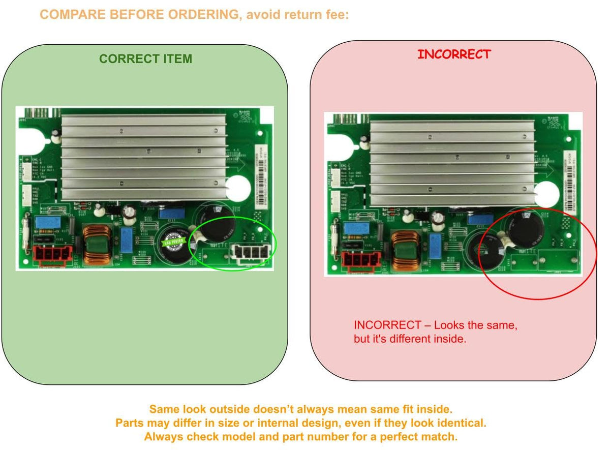 EQUIP. DR US WH22X29531, WH22X32059 EDR32059X1 compatible with GE Washer Inverter Board fits old part number WH22X29531, WH22X32059