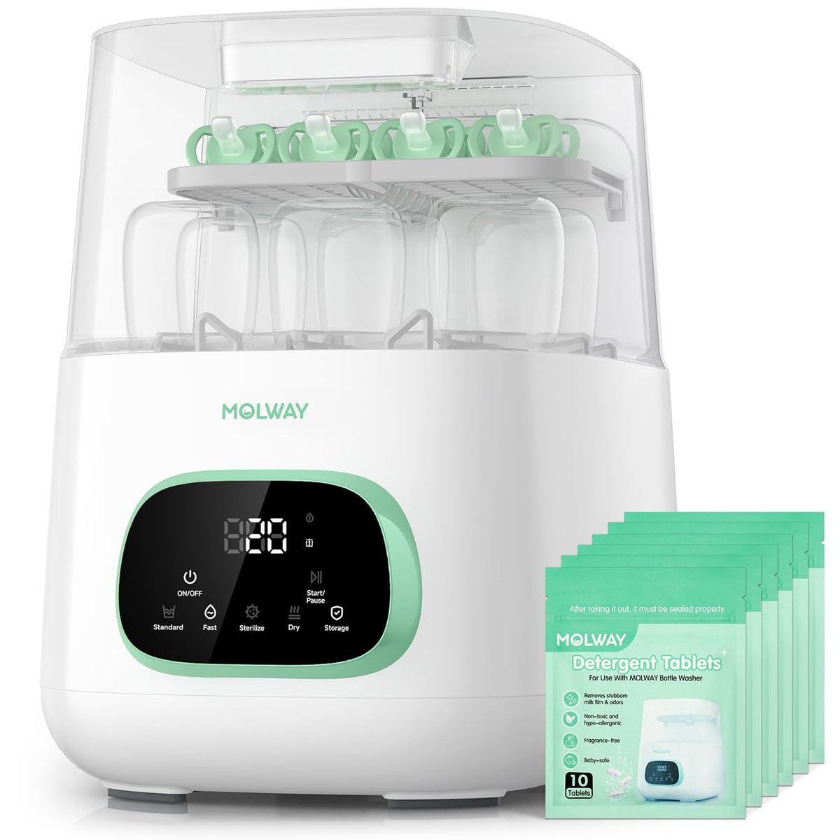 Upgraded Baby Bottle Washer and Sterilizer, All-in-One Cleaning Machine for Bottles & Parts, Gift for New Moms