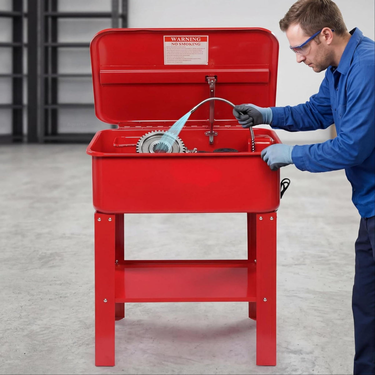 20 Gallon Parts Washer with 110V Pump Compact Steel Rust-Resistant