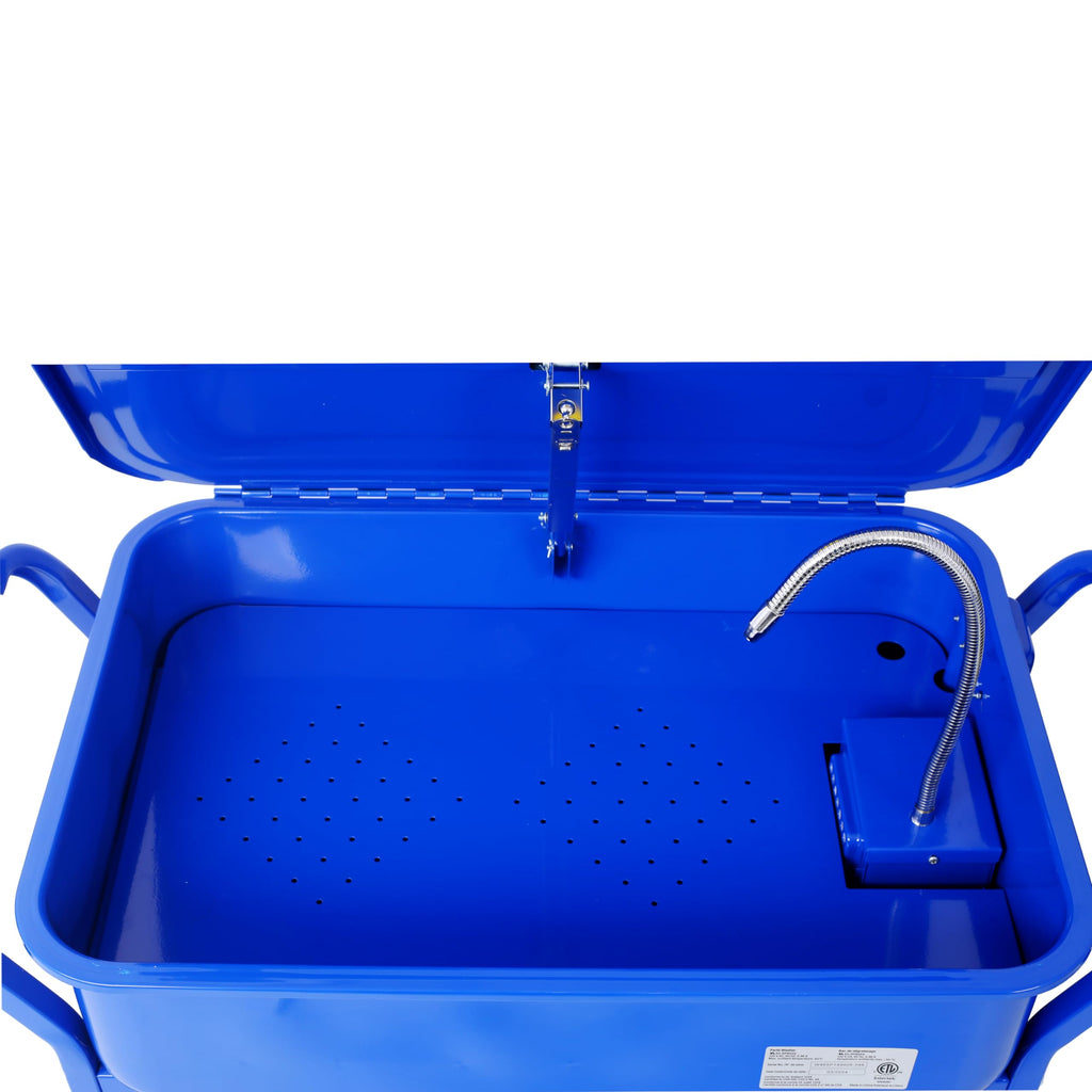 20 Gallon Parts Washer | Heavy Duty Steel Construction | Portable Parts Cleaner with 325 GPH Pump & Drain Tray for Automotive & Shop Use