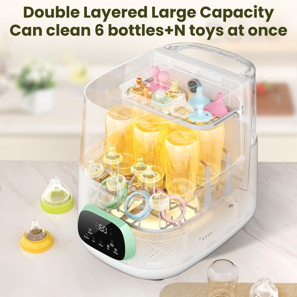 Upgraded Baby Bottle Washer and Sterilizer, All-in-One Cleaning Machine for Bottles & Parts, Gift for New Moms