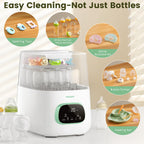 Upgraded Baby Bottle Washer and Sterilizer, All-in-One Cleaning Machine for Bottles & Parts, Gift for New Moms