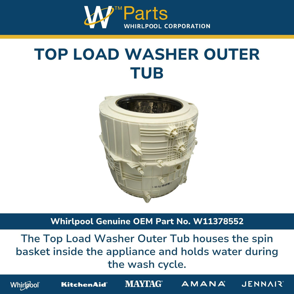 Whirlpool W11378552 Genuine OEM Top Load Washer Outer Tub Replacement Part
