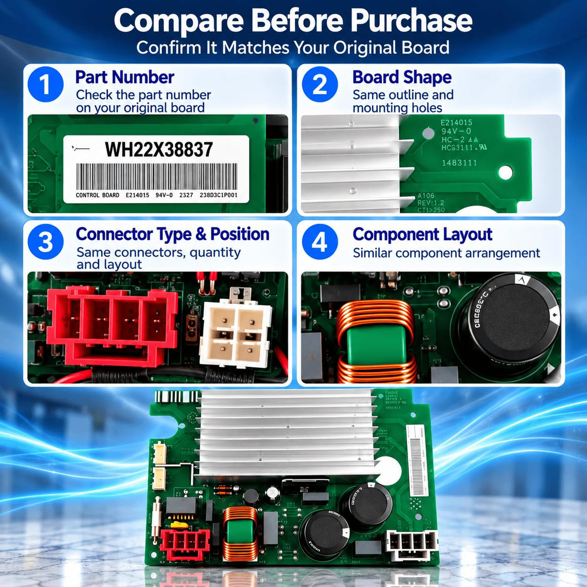 Washer Control Board For GE GFW510SCN4WW 2019–2024, Inverter Module