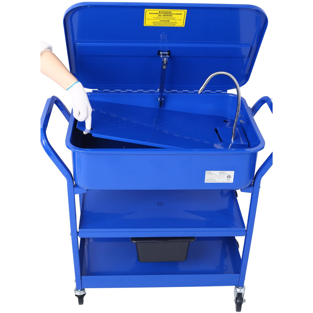 20 Gallon Parts Washer | Heavy Duty Steel Construction | Portable Parts Cleaner with 325 GPH Pump & Drain Tray for Automotive & Shop Use